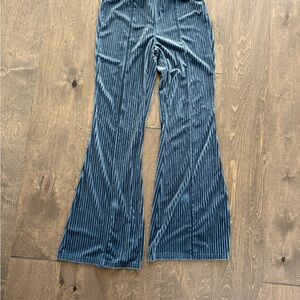 Women's Blue Velvet Flare Pants